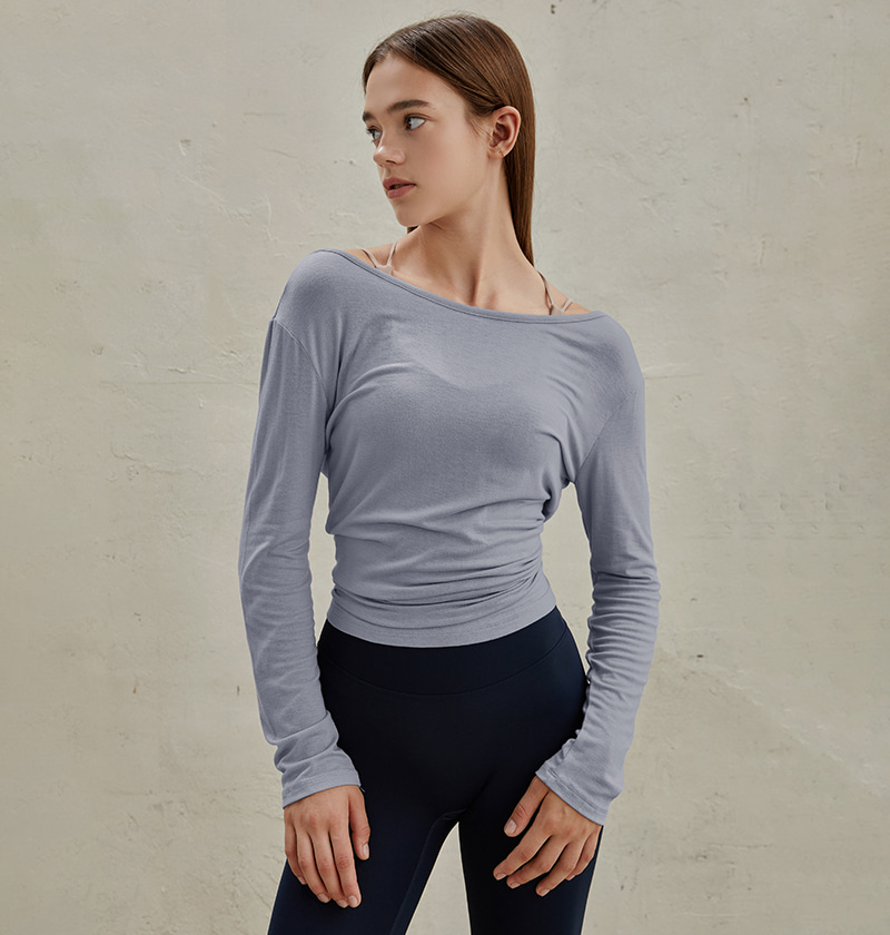 【熱銷】Conchwear 瑜珈兩穿長袖罩衫 霧霾藍 CON048BLU