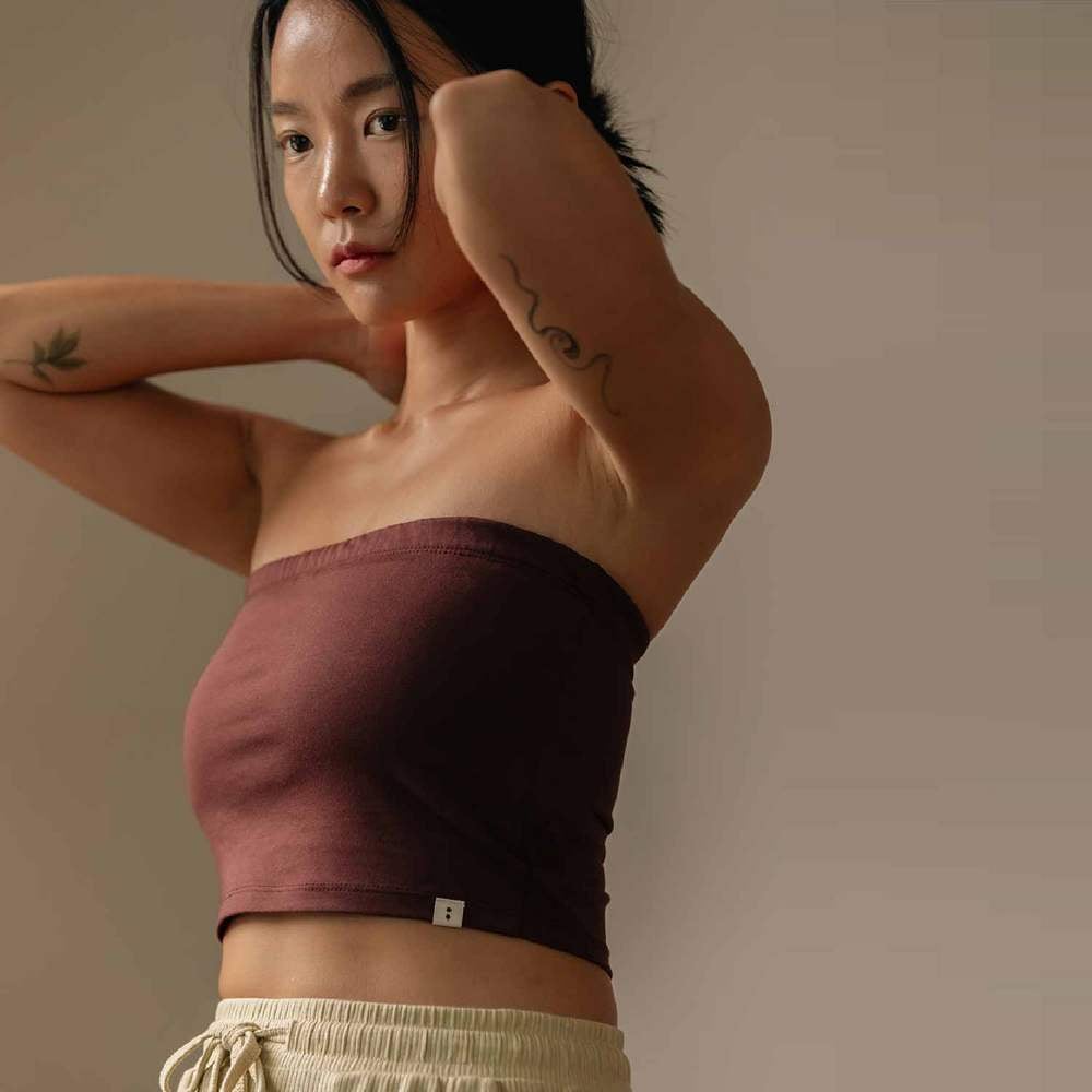 Sohamsoham 平口瑜珈內衣 酒紅色 SOH012BUR