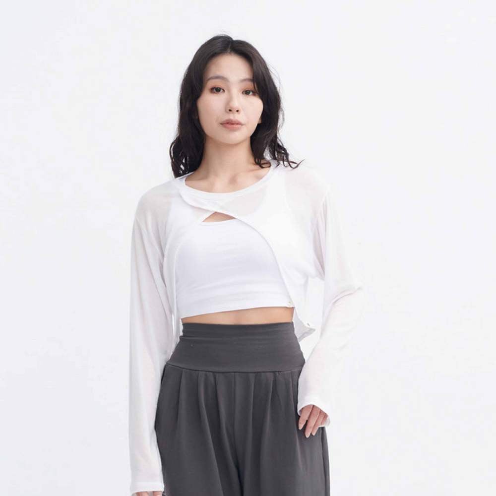 Conchwear 短版兩穿長袖罩衫 白色 CON116WHT