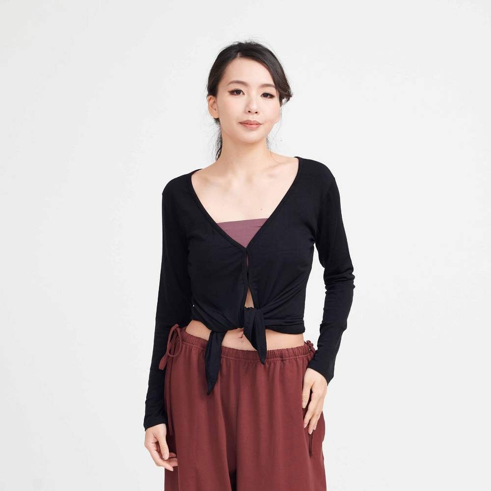 【熱銷】Conchwear 瑜珈兩穿長袖罩衫 黑色 CON048BLK