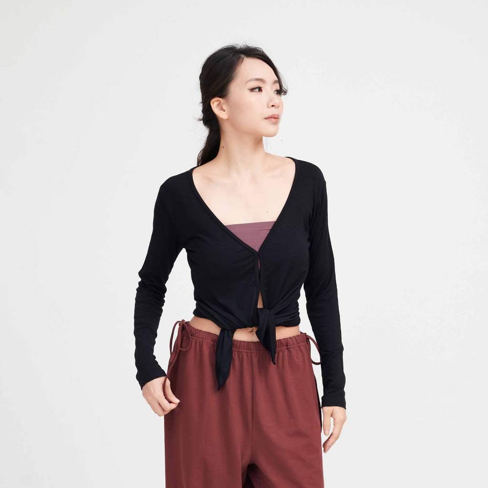 【熱銷】Conchwear 瑜珈兩穿長袖罩衫 黑色 CON048BLK