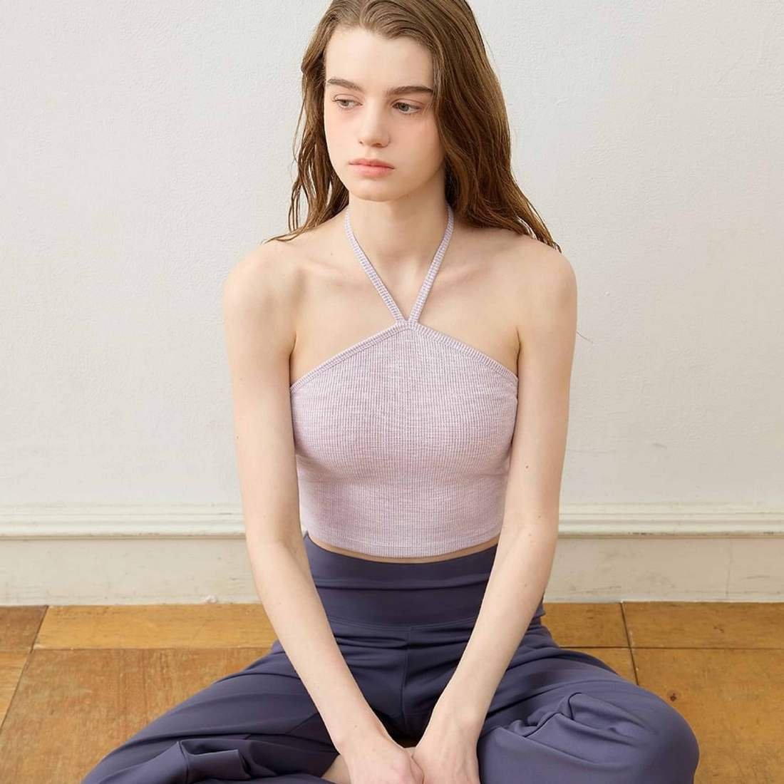 Parsley 瑜珈胸墊掛脖短背心 薰衣草紫 P23CR007LAV