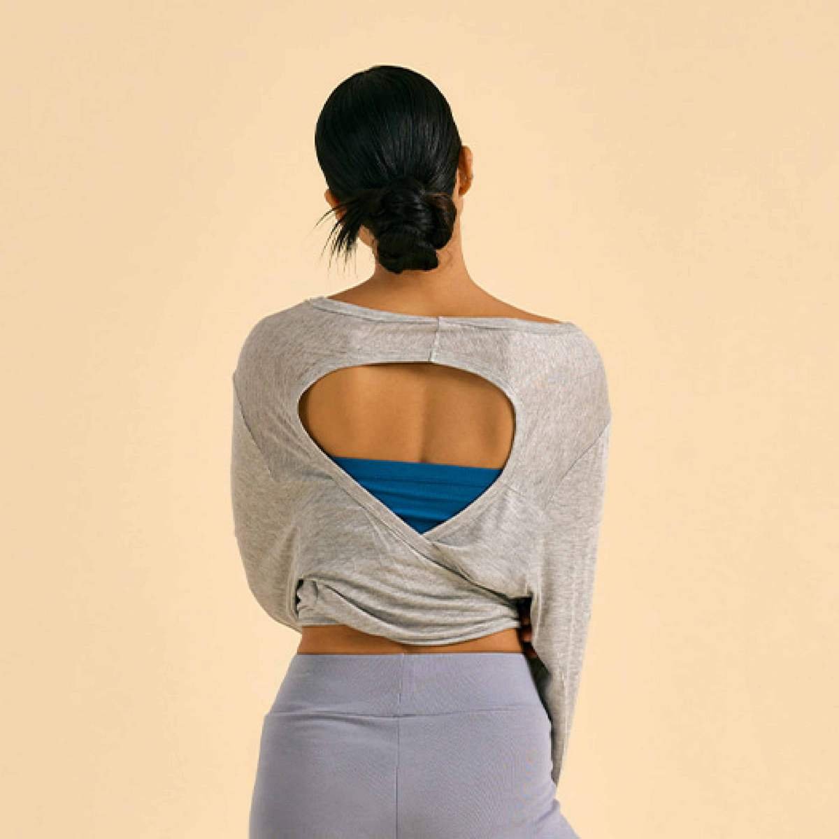 Dhyani 面紗造型綁帶長袖罩衫 花灰 CON140GRY