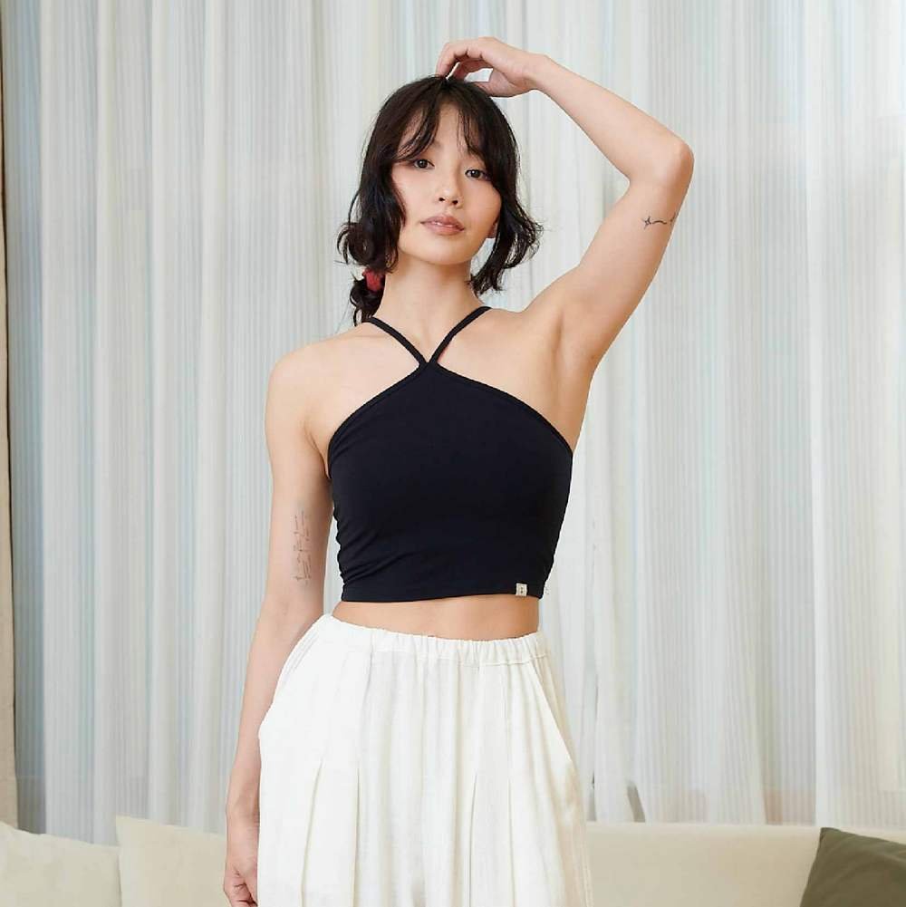 Sohamsoham 細帶造型瑜珈內衣 黑色 SOH010BLK