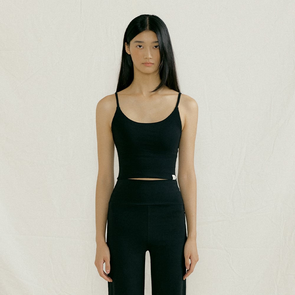 Front2line 彈力棉 瑜珈胸墊短背心 黑色