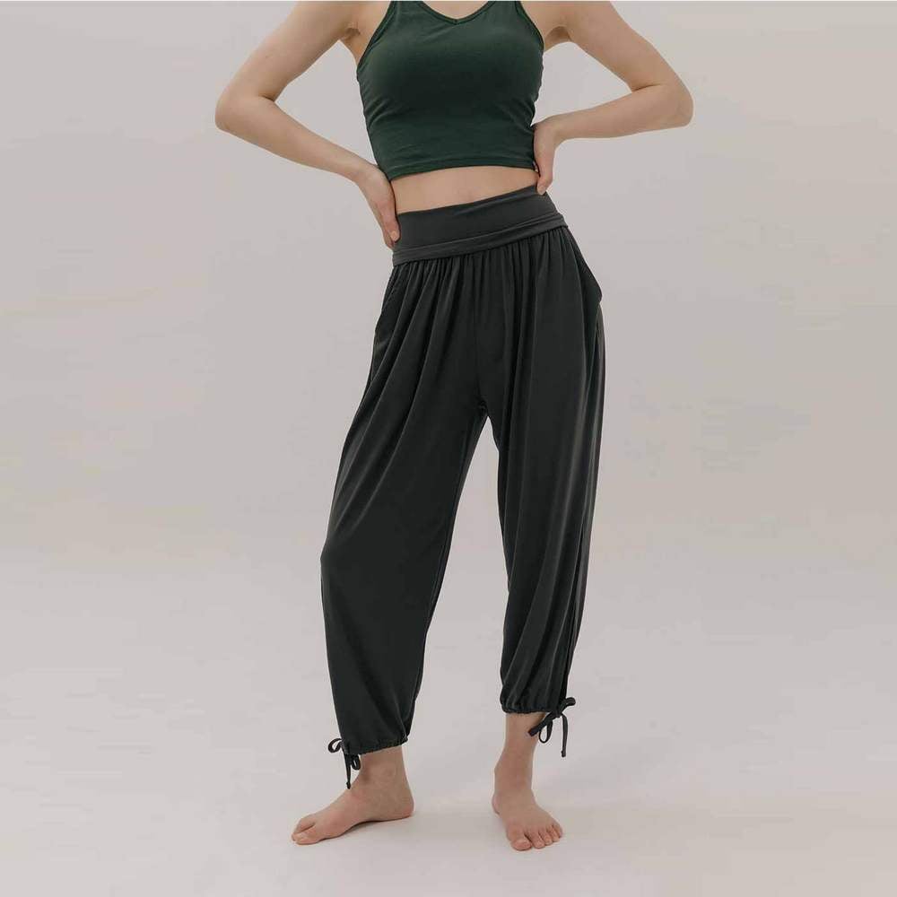 【6色】Sohamsoham 瑜珈側開岔綁帶束腳寬褲 木炭灰 SOH001CHC