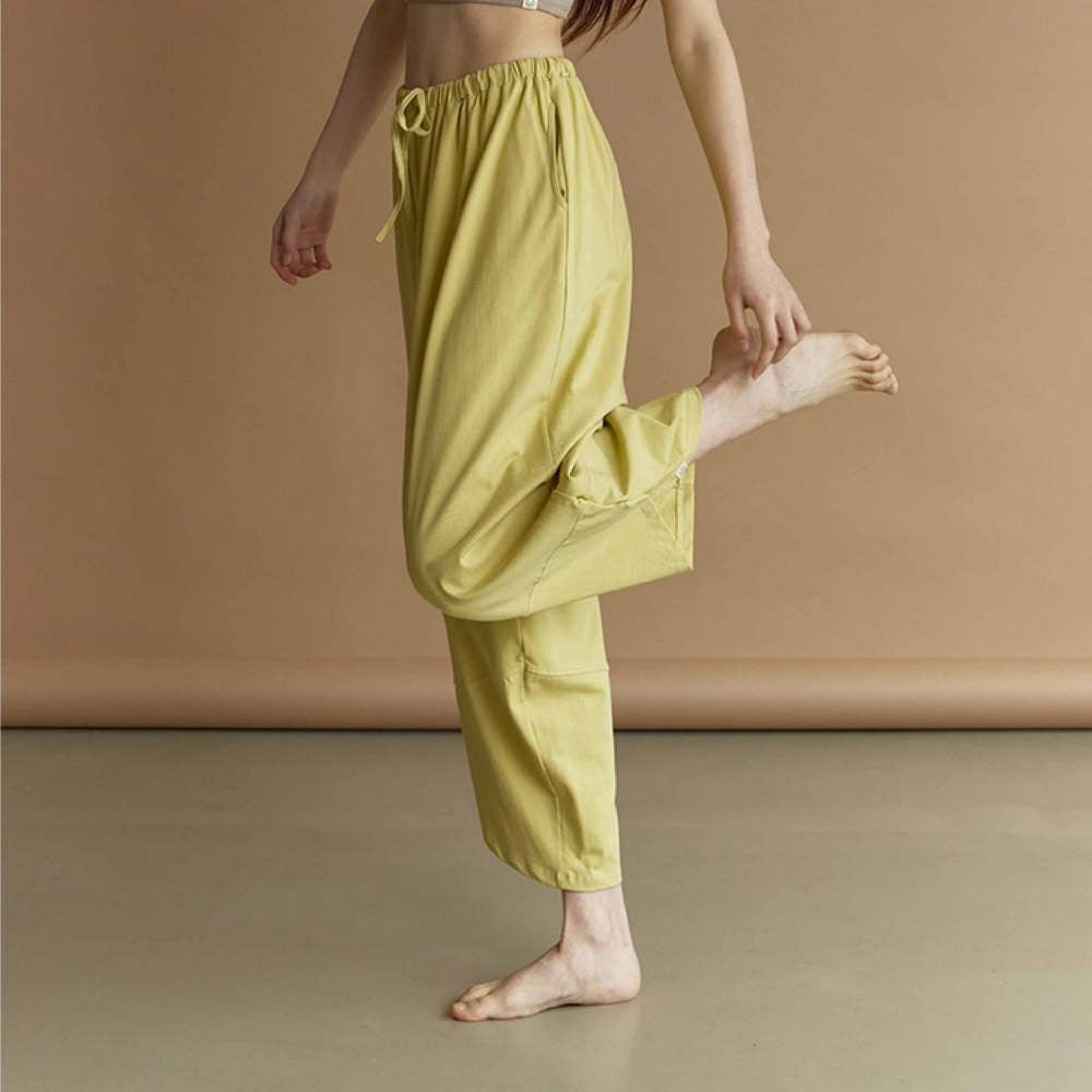 【熱銷】Dhyani 瑜珈闊腿款收腳寬褲 檸檬黃 CON059YEL