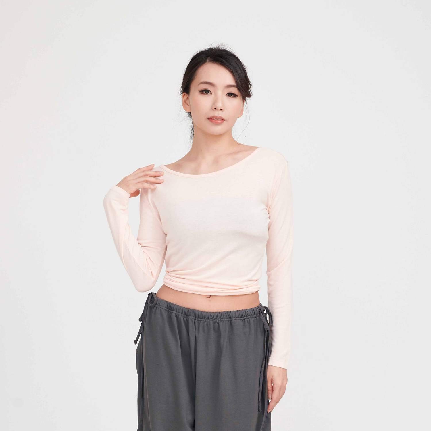 【熱銷】Conchwear 瑜珈兩穿長袖罩衫 淺粉色 CON048PNK