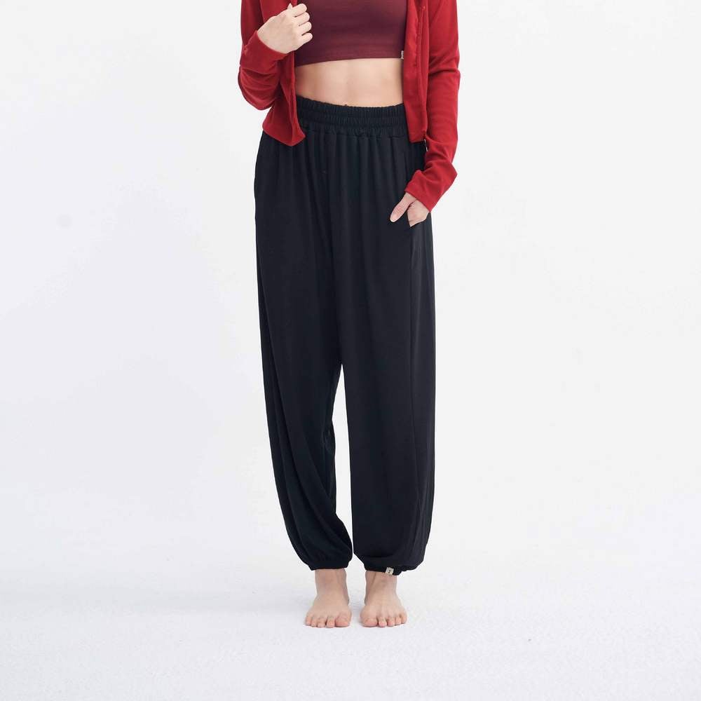 Sohamsoham 飄飄瑜珈束腳寬褲 黑色 SOH014BLK