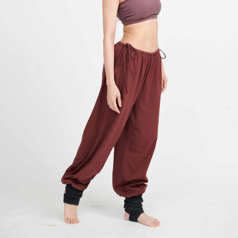 Conchwear 抽繩造型束腳寬褲 酒紅 CON134RED