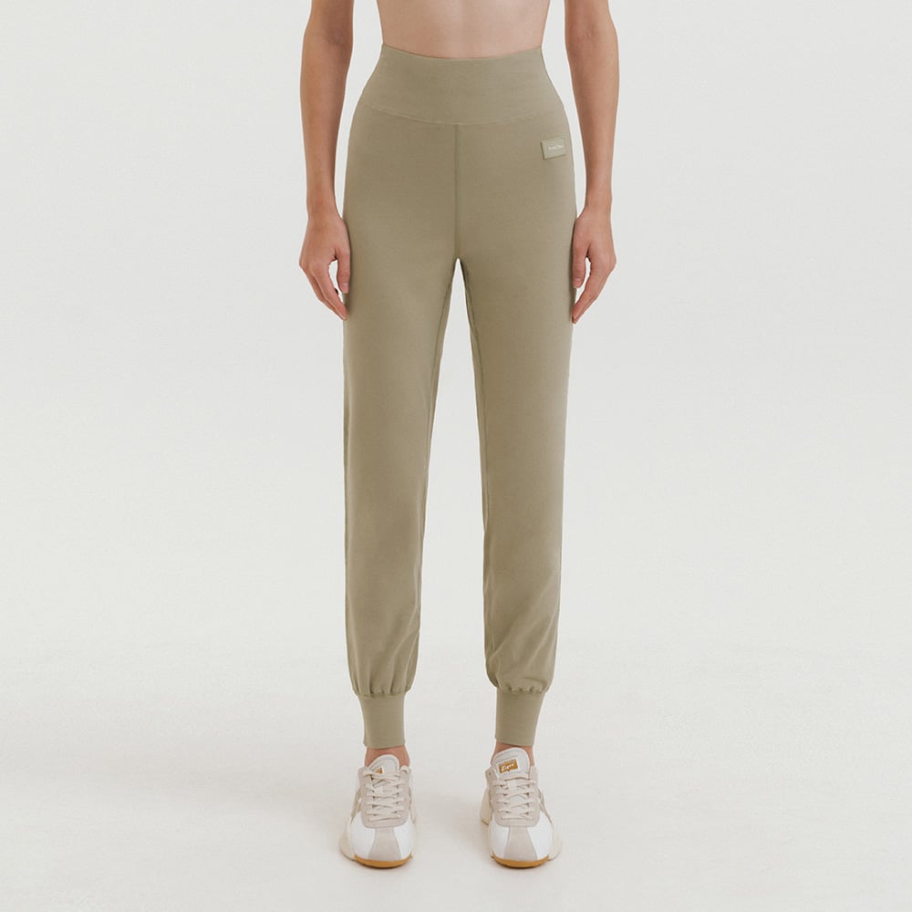 Front2line 天然棉 瑜珈合身款束腳寬褲 卡其綠 FCWFPT029KHA