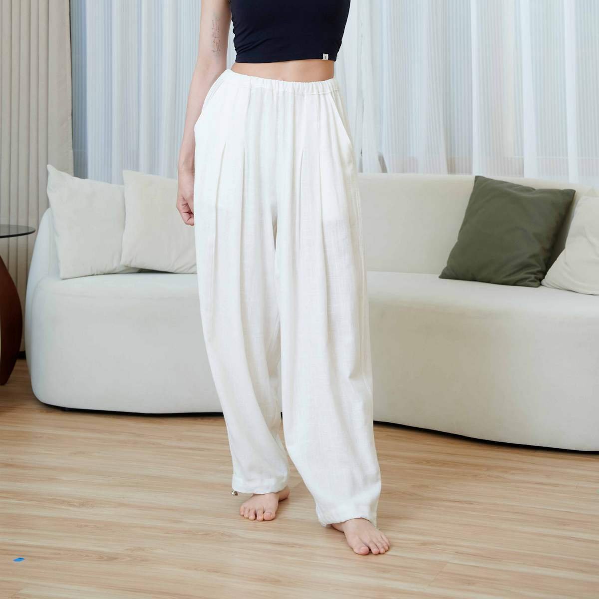 【熱銷】Dhyani 瑜珈寬鬆兩穿寬褲 象牙白 CON122IVY