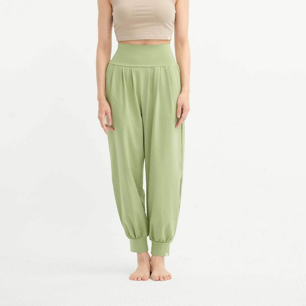 Happy yogi studio 瑜珈側開岔束腳寬褲 開心果綠 HYS002GRN