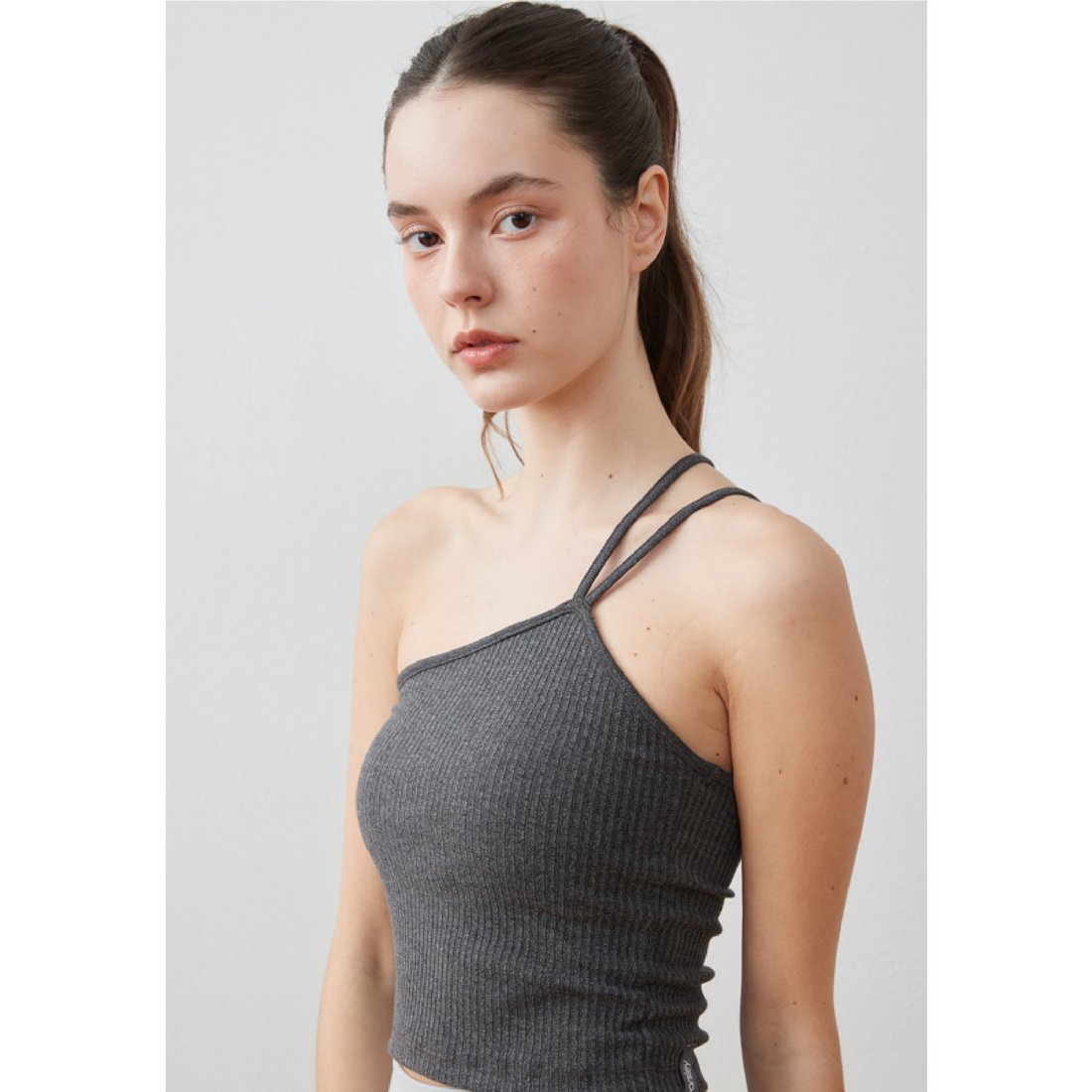 Parsley 瑜珈坑紋兩穿胸墊短背心 木炭灰 P24CR002CHC