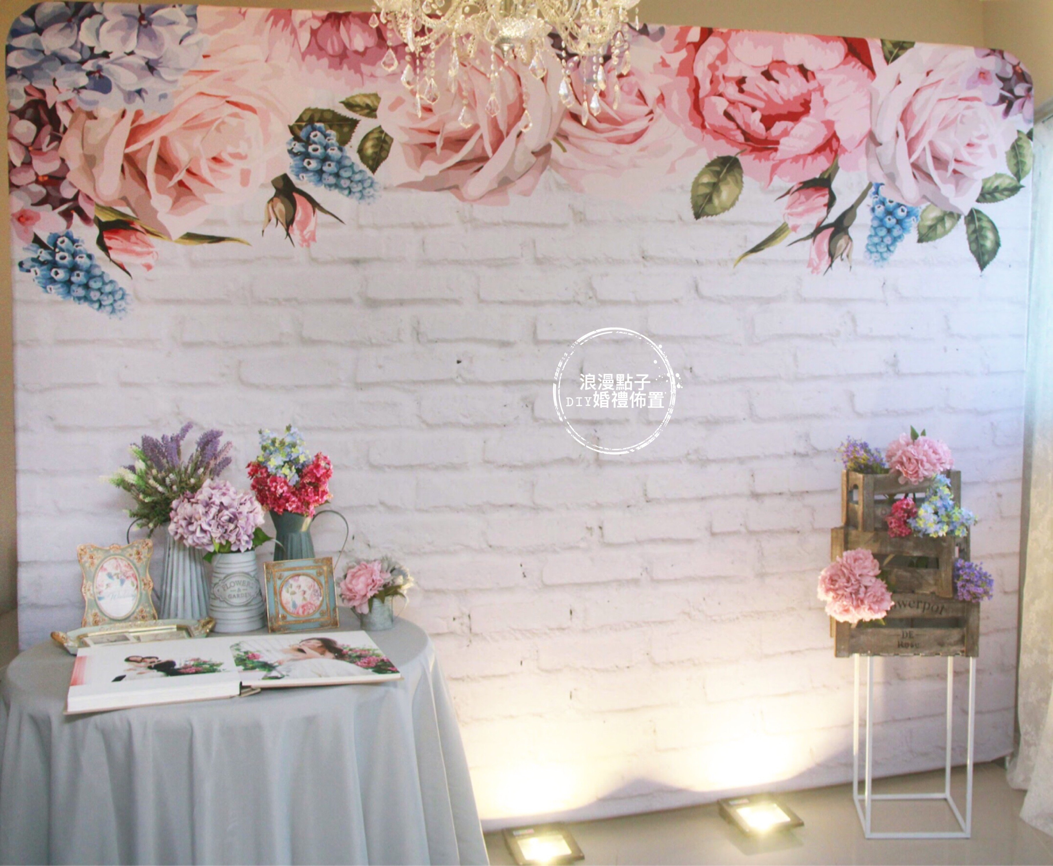 3號 鄉村風白磚(背板寬度300公分)