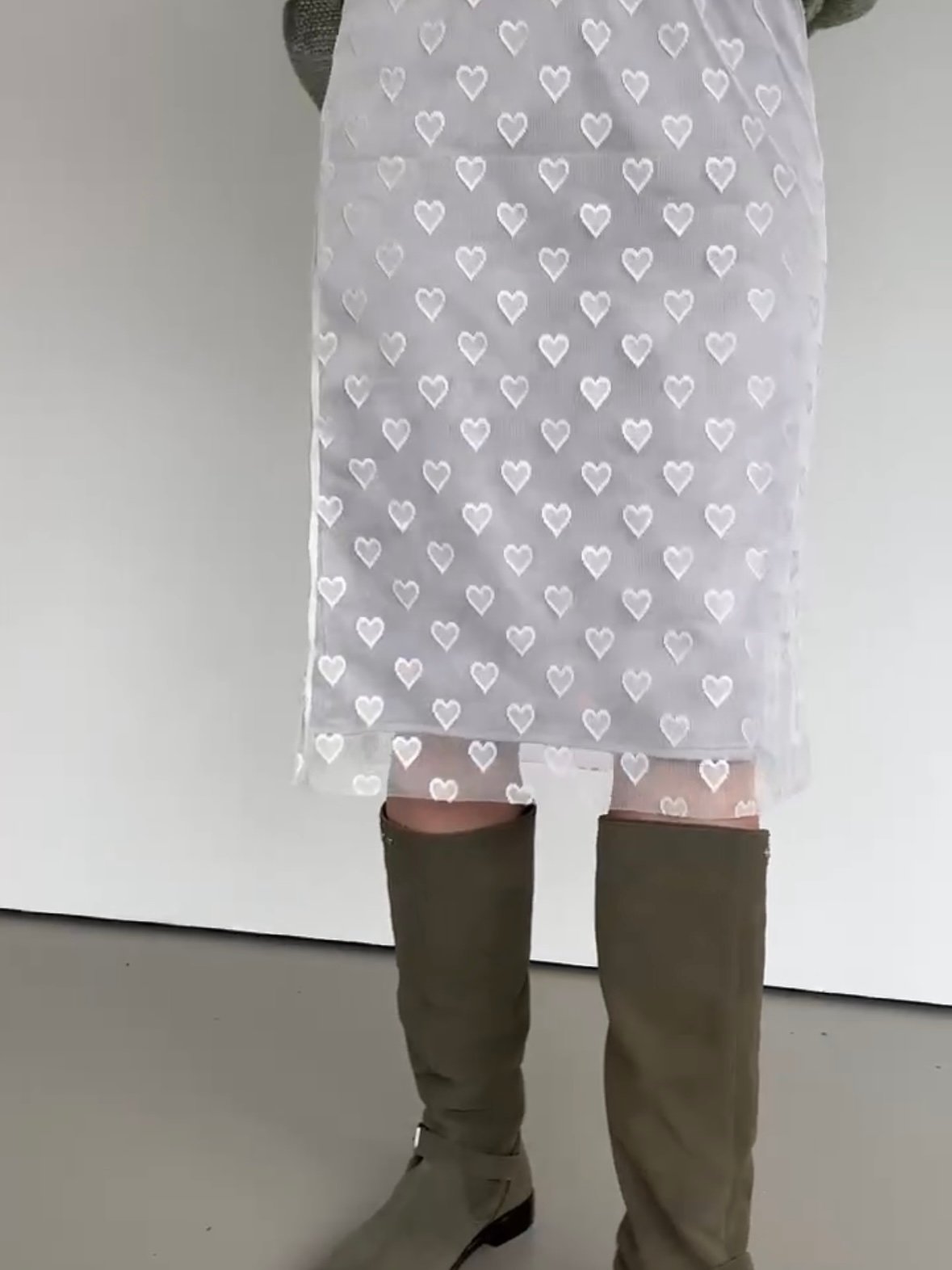 正韓設計師款 愛心網紗雙層六分裙