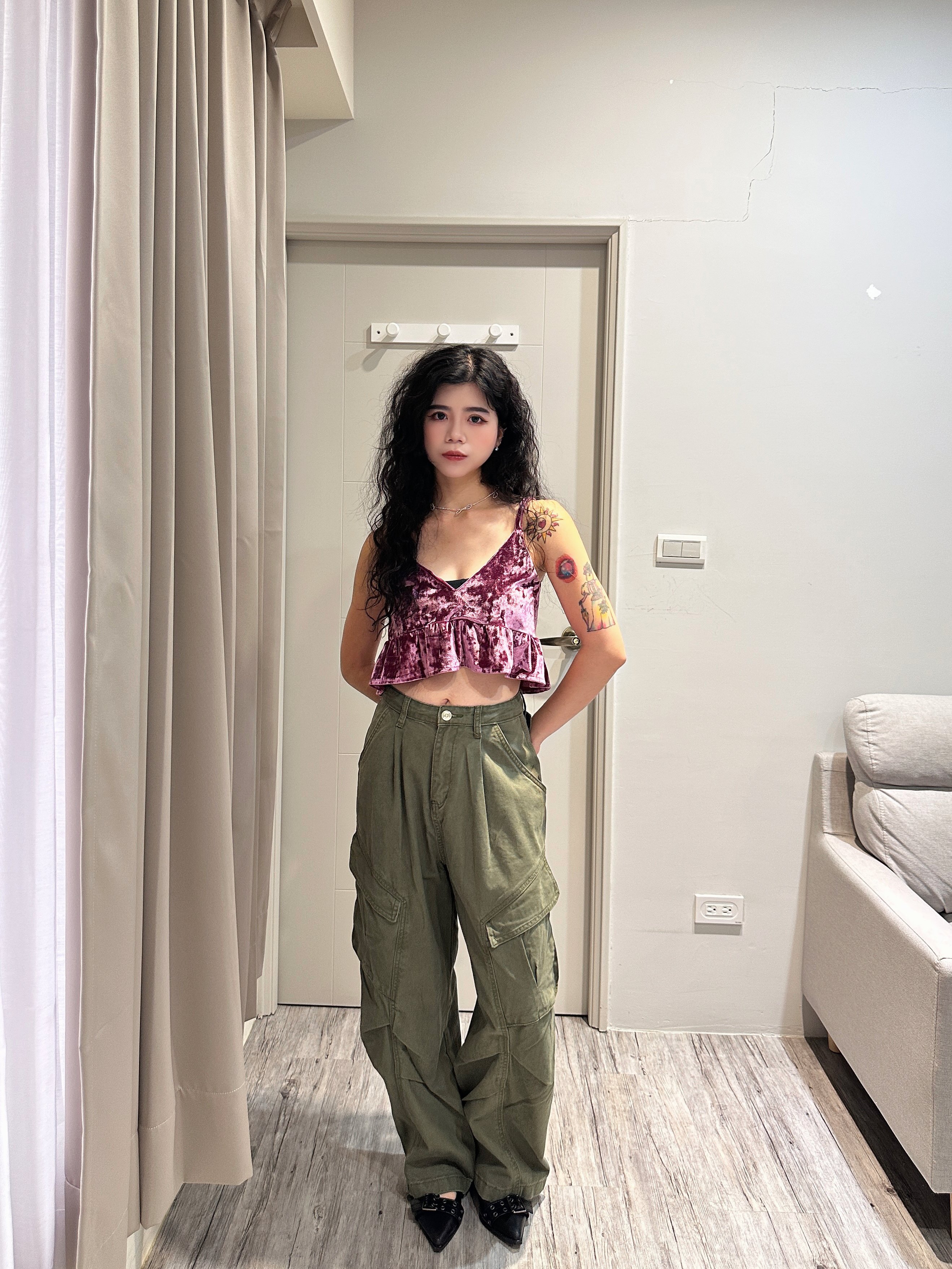 超顯瘦大口袋工裝褲