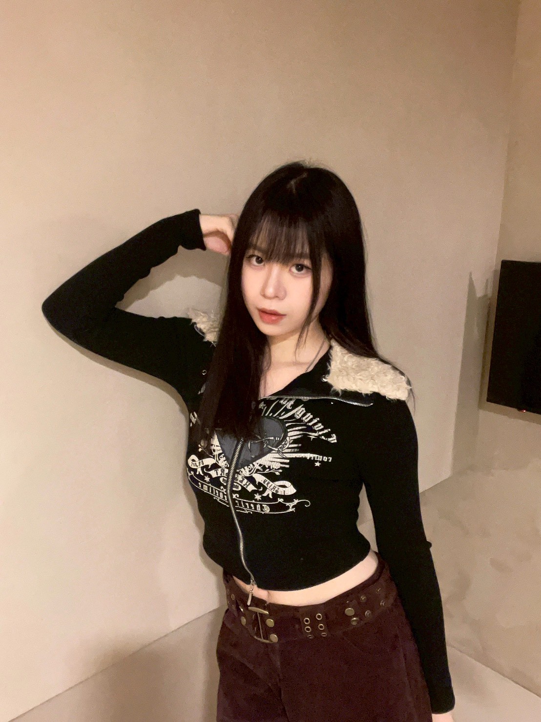 美式辣妹羊羔毛翻領上衣