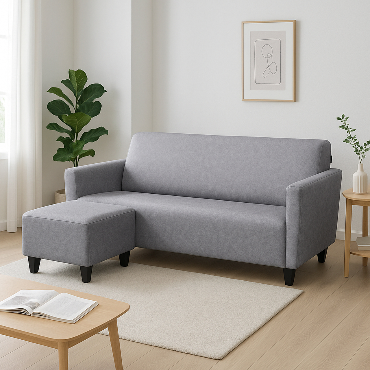 糖霜貓抓皮L型沙發(可訂製)