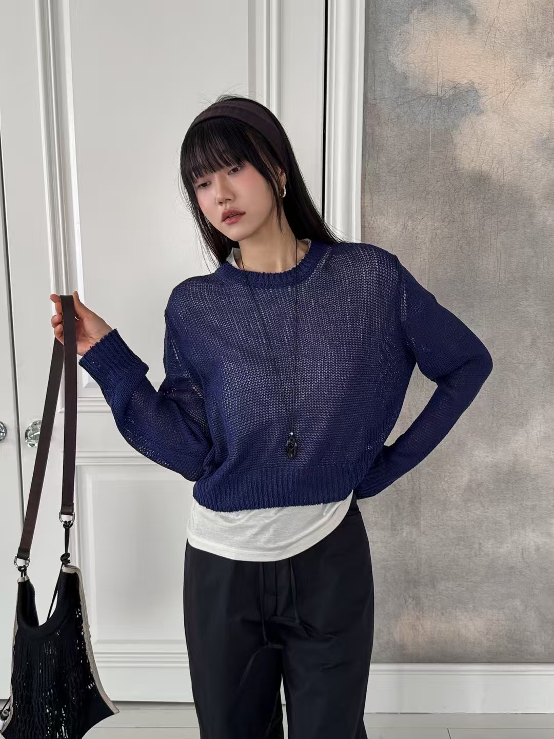 開團中早鳥價！《冷色調》亞麻短版粗針織