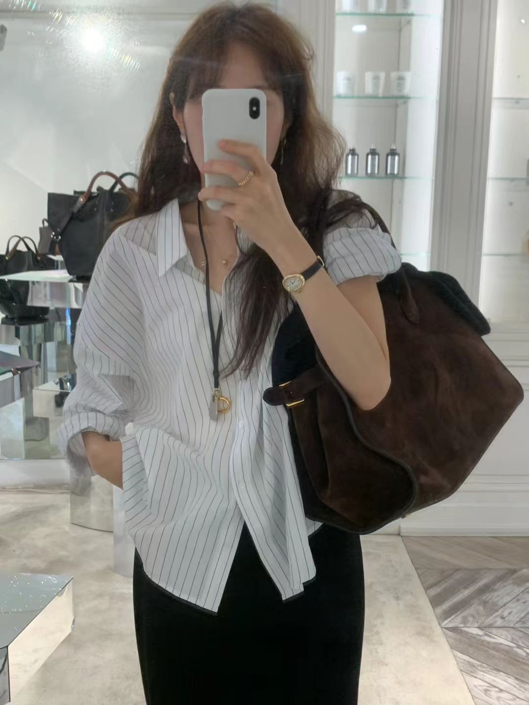 《ounce》落肩條紋襯衫