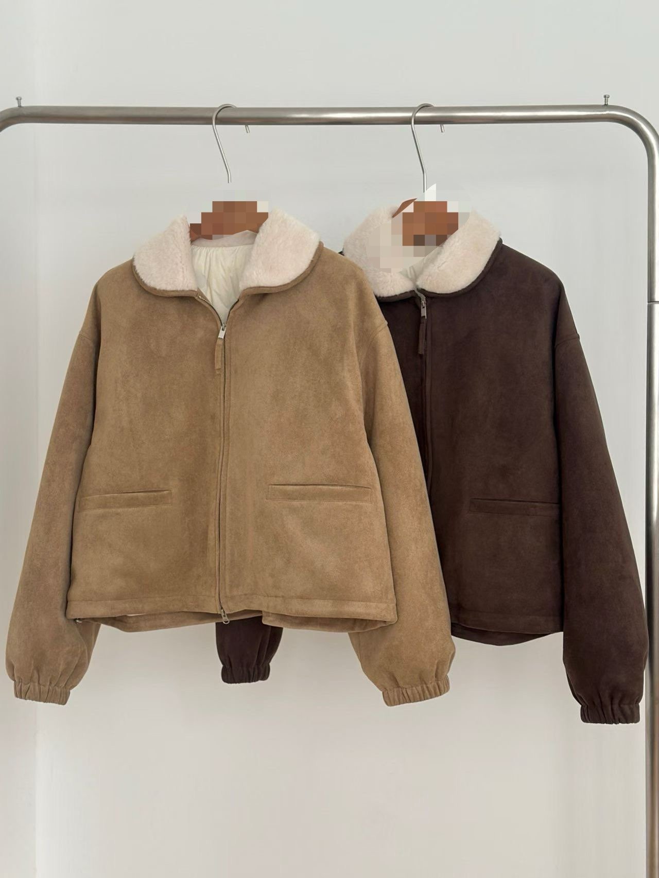 現貨！《冬天外套》麂皮短版QQ毛領鴨絨外套