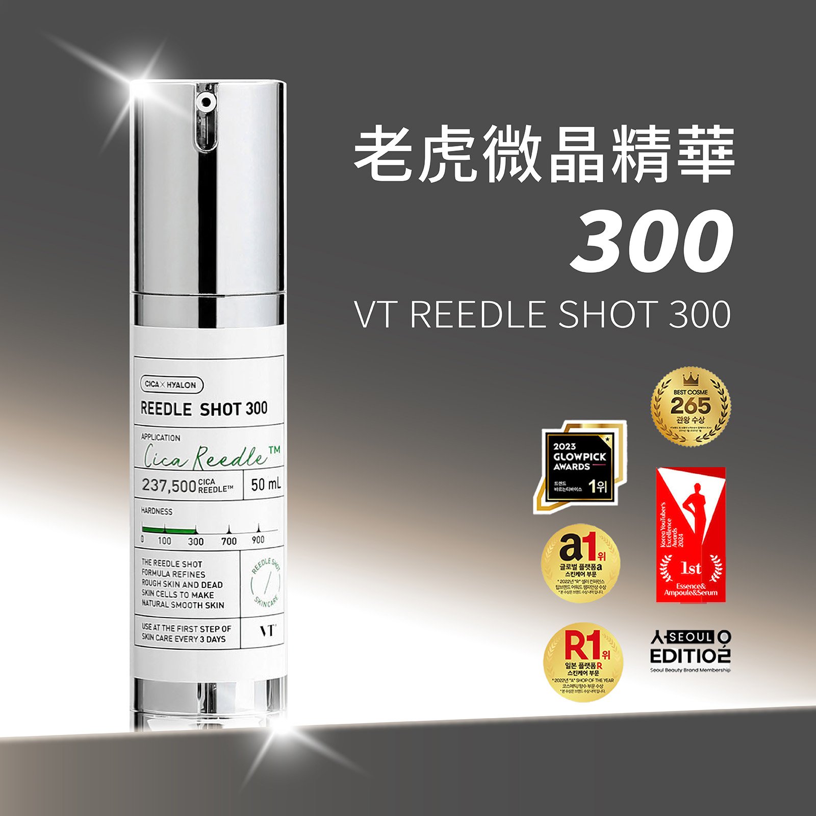 【iMeuu愛美悠】VT COSMETICS老虎微晶精華300 / 50ml 積雪草、三重玻尿酸