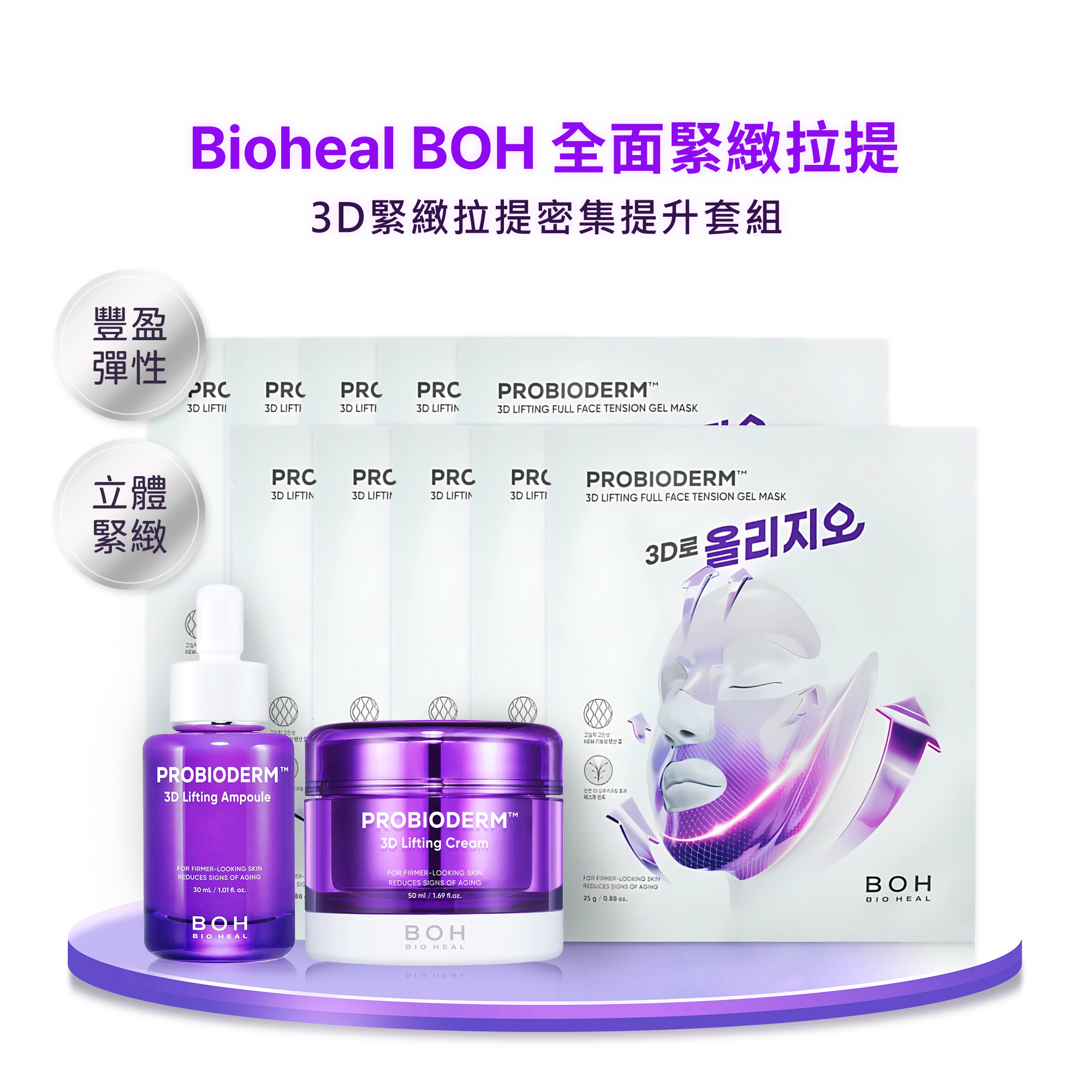 【iMeuu愛美悠】BIOHEAL BOH PROBIODERM 緊緻V臉提拉套組 /平行輸入 雙下巴 彈力 凝膠面膜