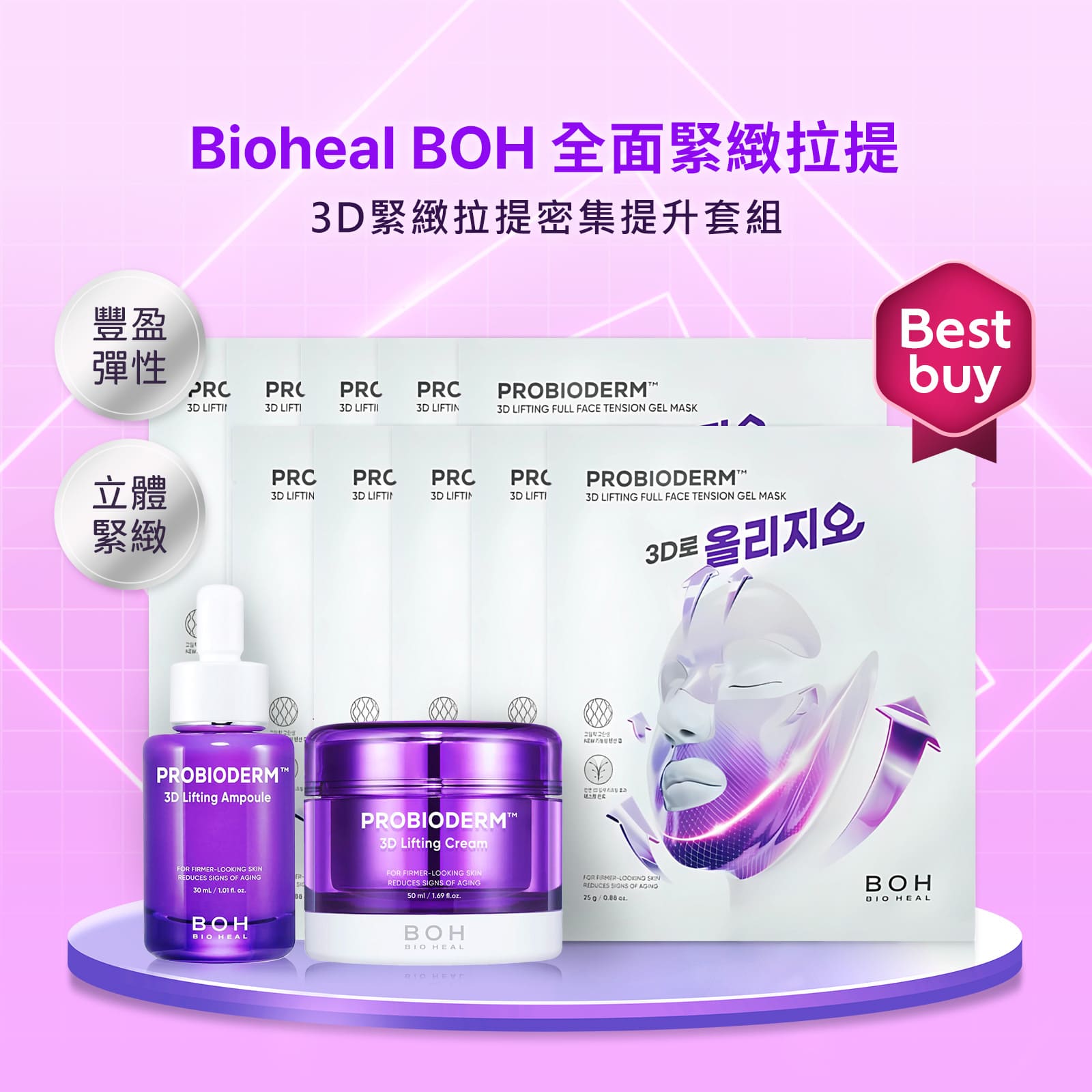 【iMeuu愛美悠】BIOHEAL BOH PROBIODERM 緊緻V臉提拉組合 雙下巴 彈力 凝膠面膜