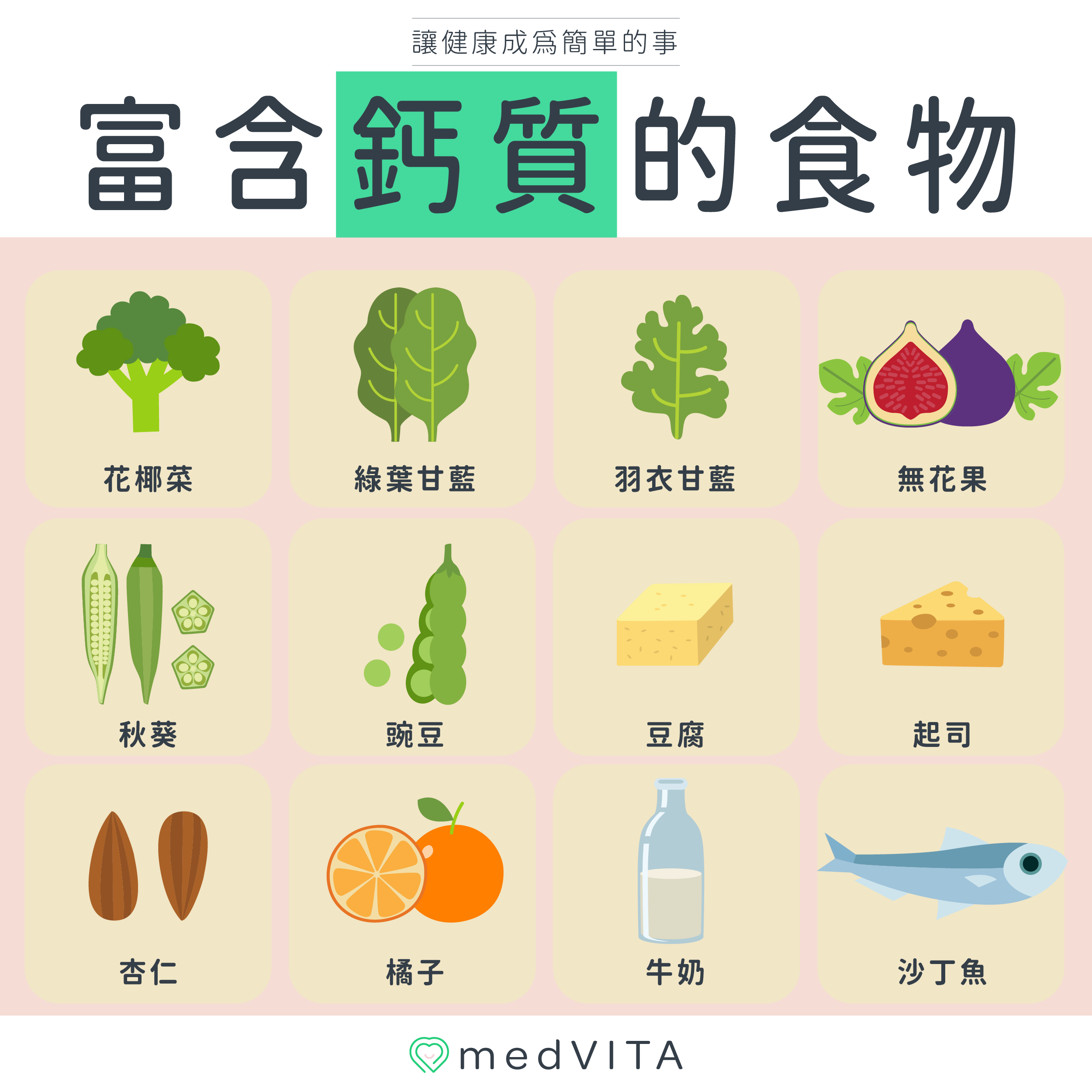 覺㦡medVITA | 富含鈣質的食物