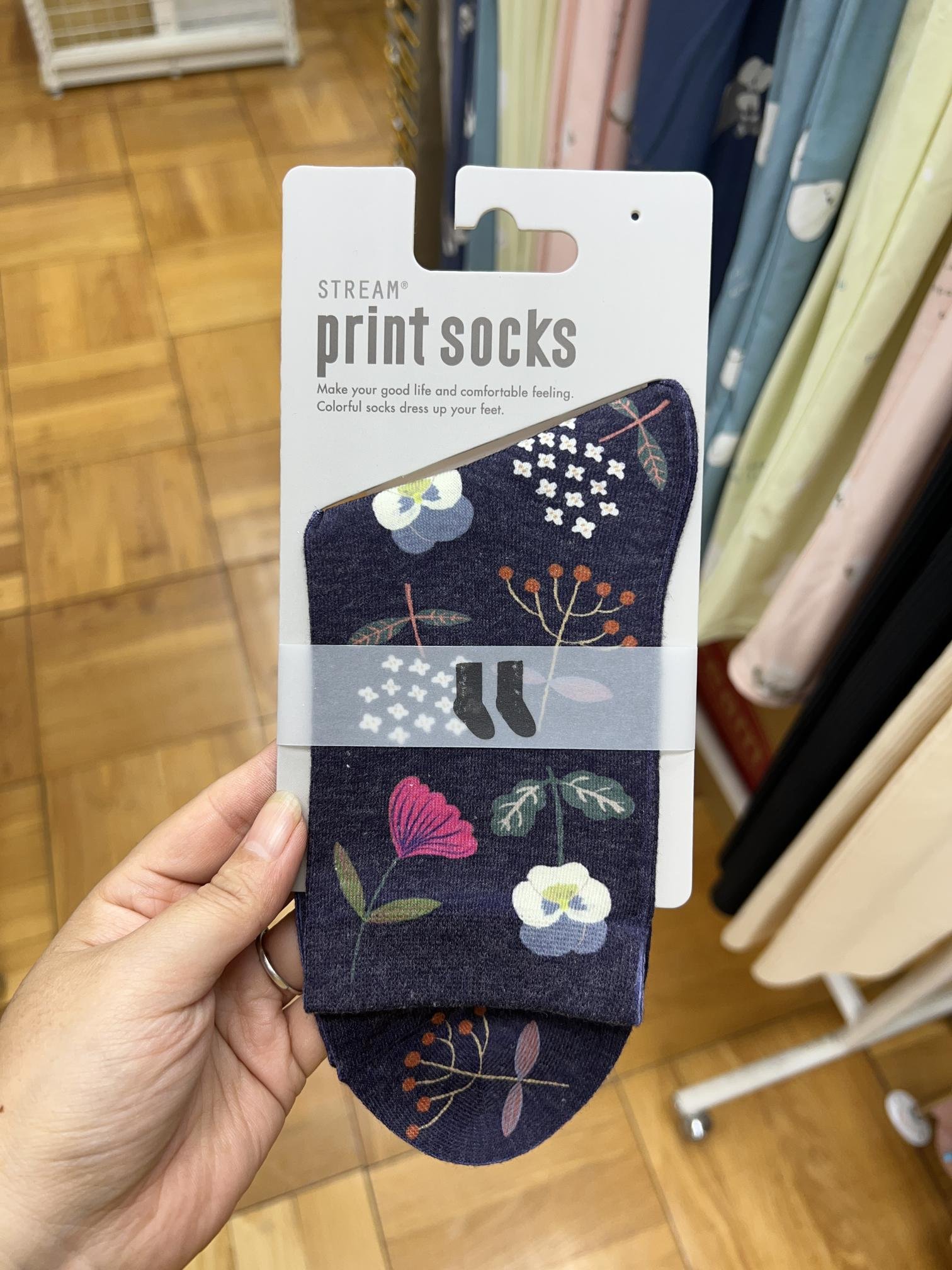 STREAM print socks 花系列 中筒襪 （23～25cm）