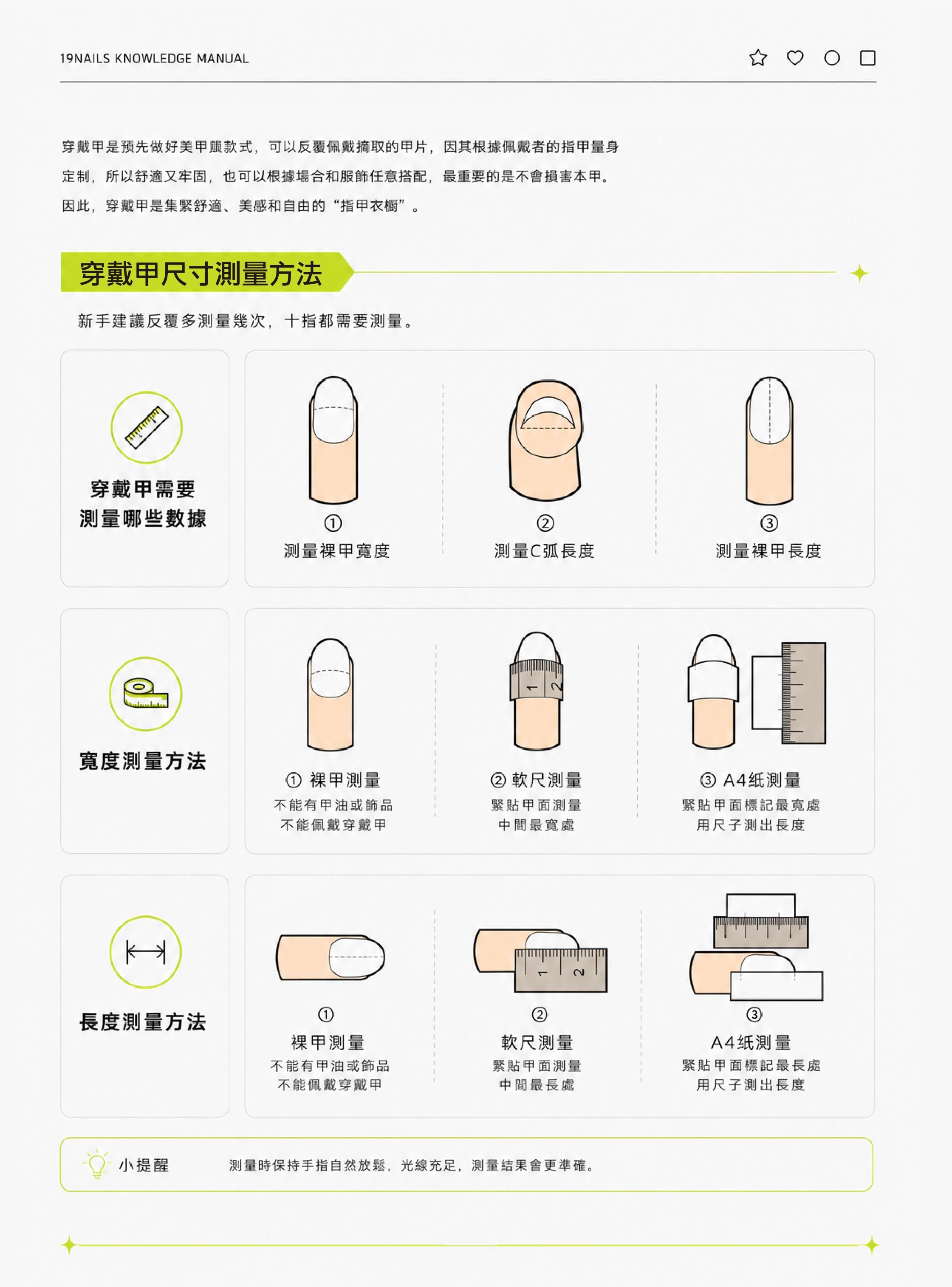 穿戴甲測量方式
