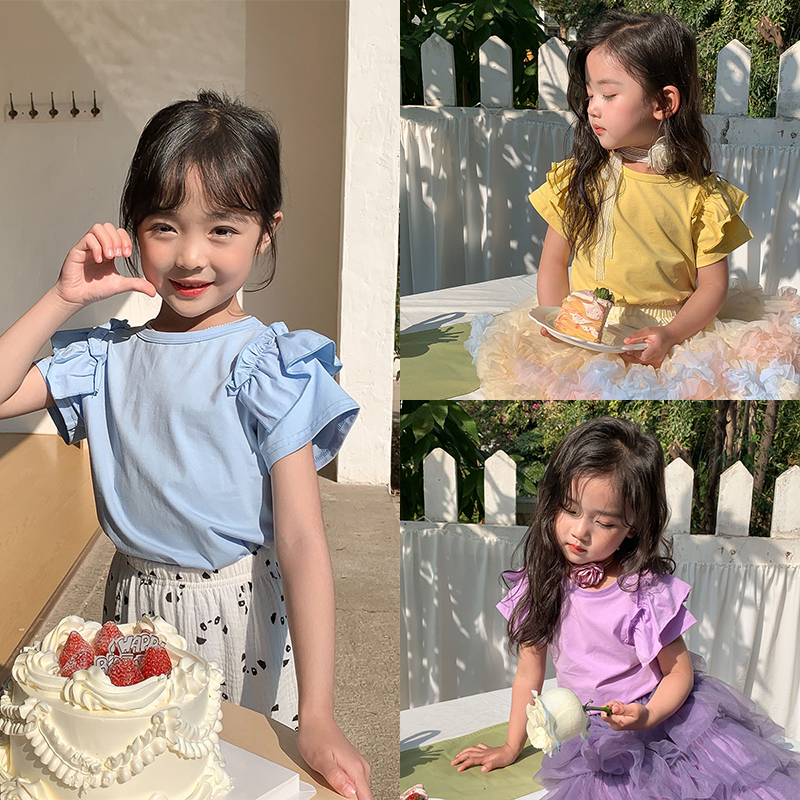 B1-013 女孩荷葉邊飛袖短袖上衣