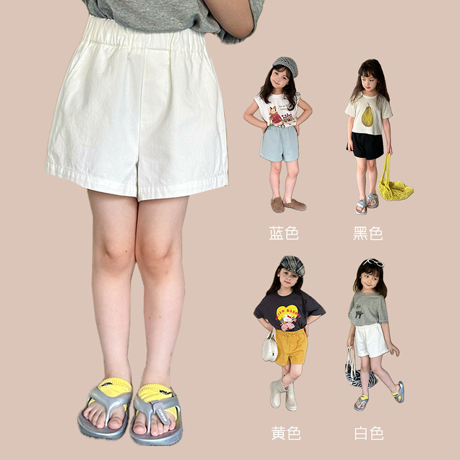 A1-006 全棉短褲女孩寶寶純色休閒三分褲子夏季韓版百搭熱褲