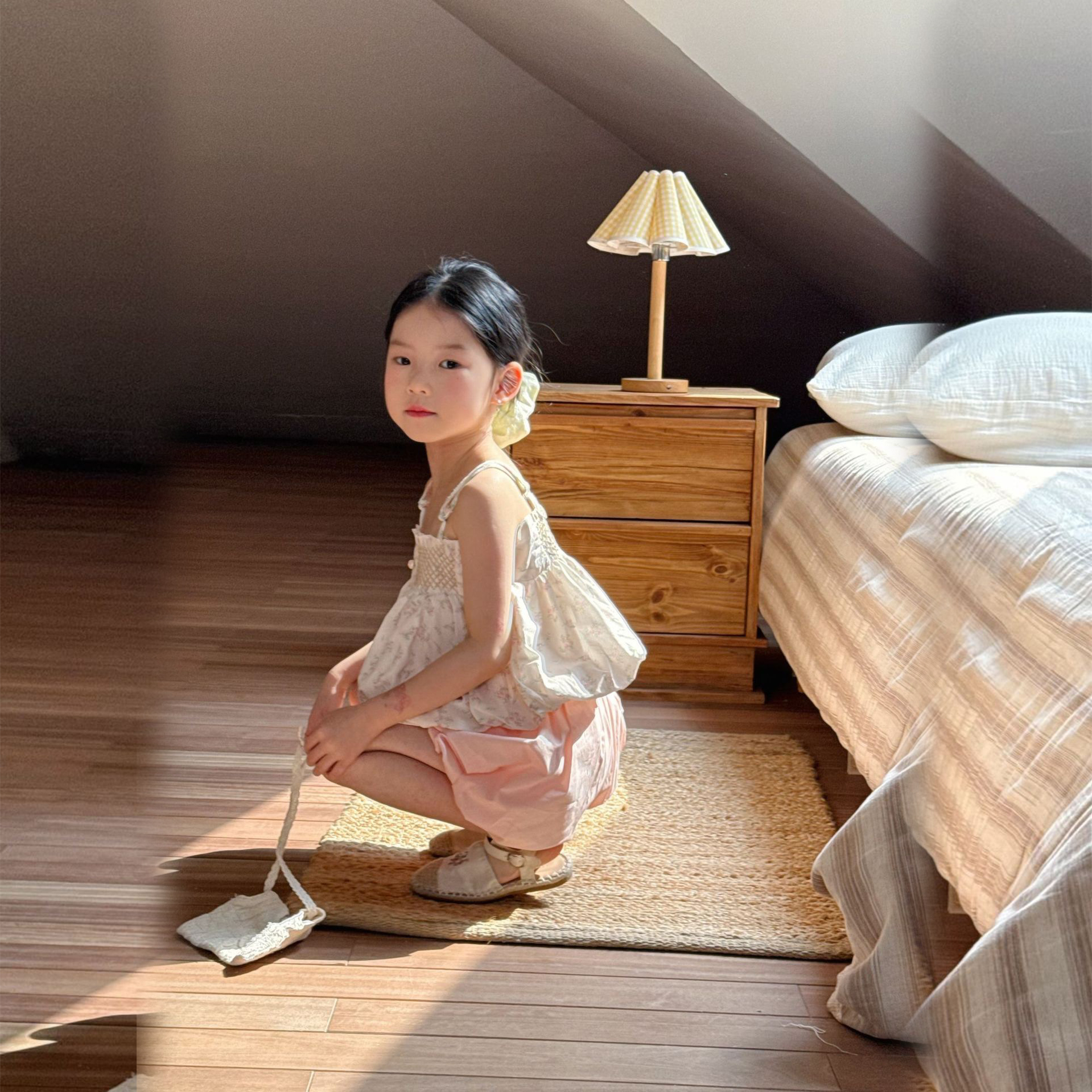 D1-010 韓版碎花吊帶蓬蓬吊帶背心/燈籠短褲