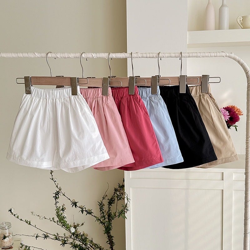 B1-057 休閒褲學院寬鬆短褲鬆緊腰寬褲