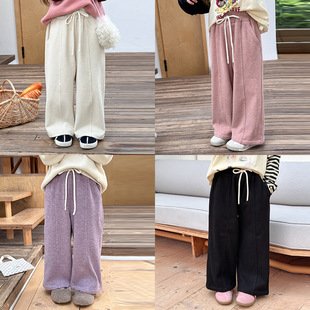 A1-022 洋氣保暖休閒褲加厚羊絨混紡直筒褲