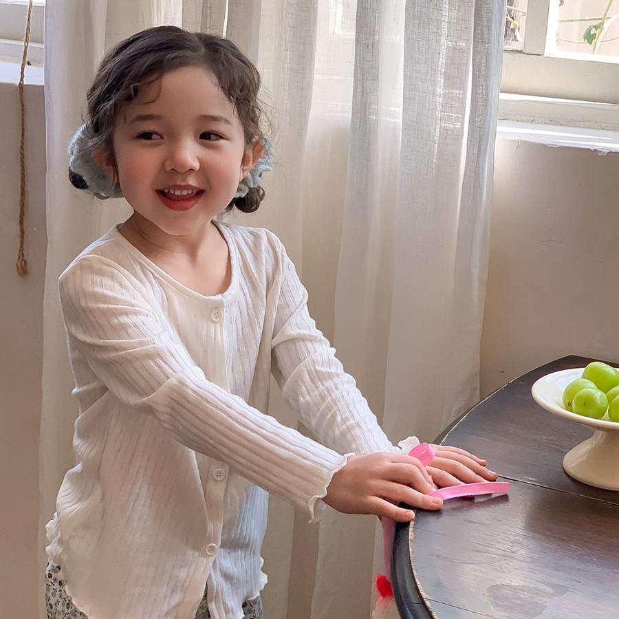 B1-033 春夏針織開襟坑條長袖防曬衣外套