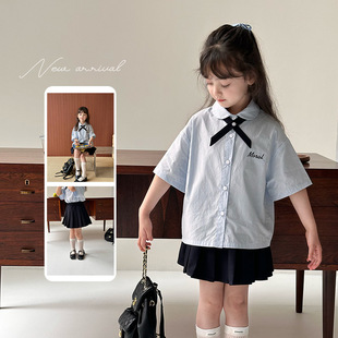 A1-014 泰式學院風小領結襯衫半身裙兩件套裝