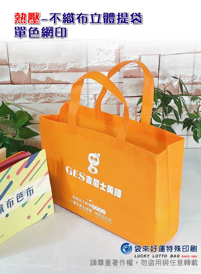 熱壓不織布提袋-寬35高25側寬10cm