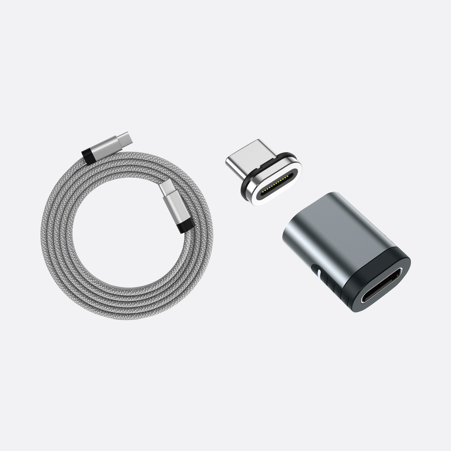 C-MagCables 扁線款 Type-C to Type-C 60W磁性快收納充電傳輸線+ Type-C磁性轉接頭