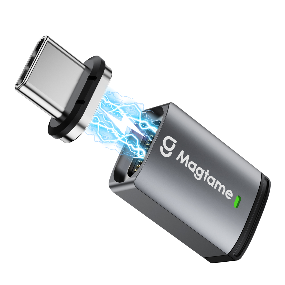 USB-C 480Mb/240W PD三合一磁性轉接頭/直頭款-TZ67