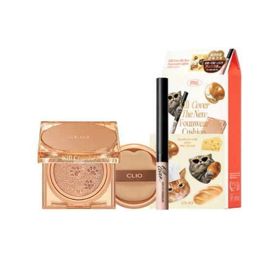 CLIO 可愛貓咪系列 氣墊粉餅 組合套組