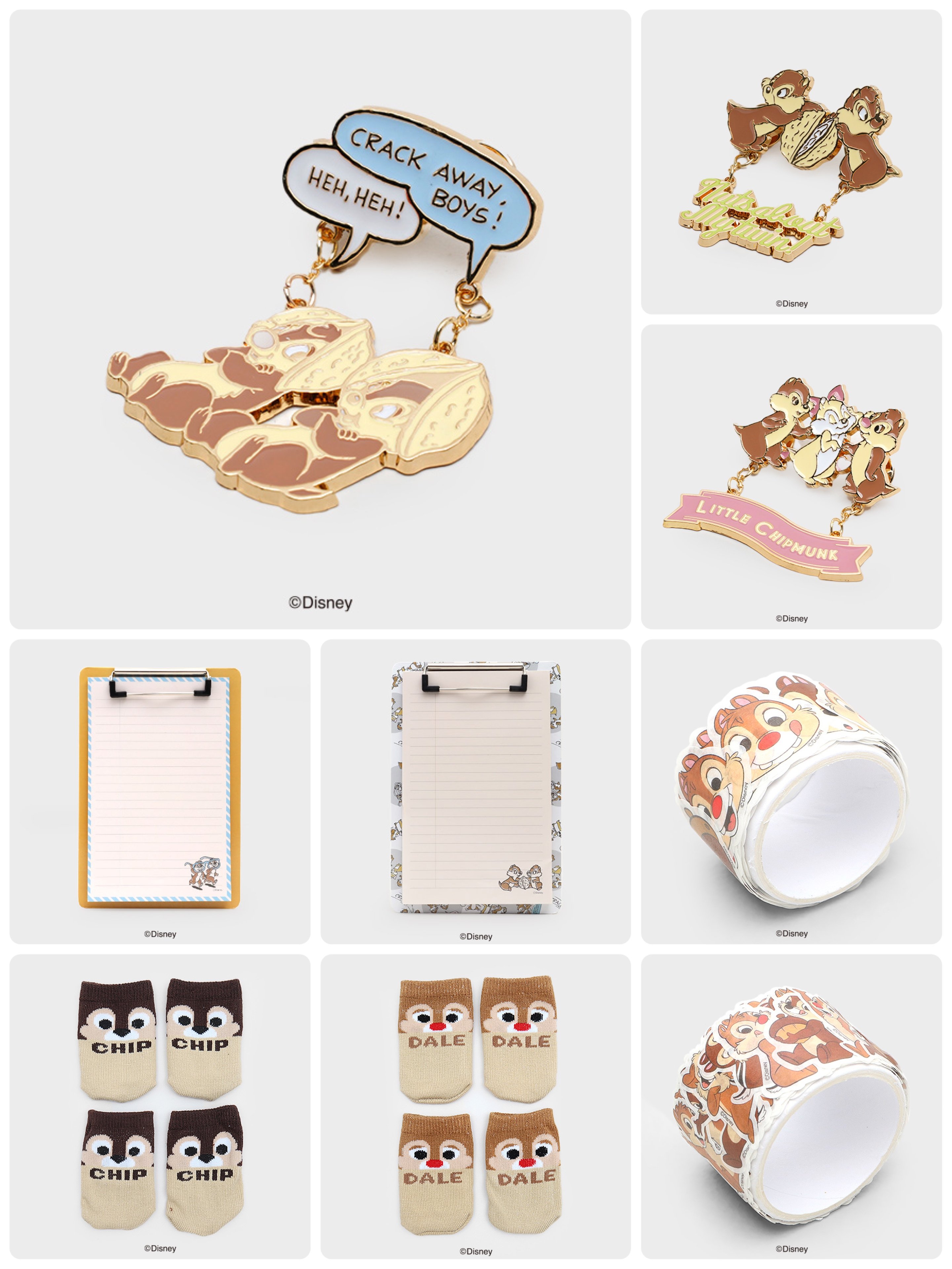 韓國大創 X 迪士尼聯名 奇奇蒂蒂家族 便條紙夾板/造型別針/椅腳套/造型日記貼紙/證件套