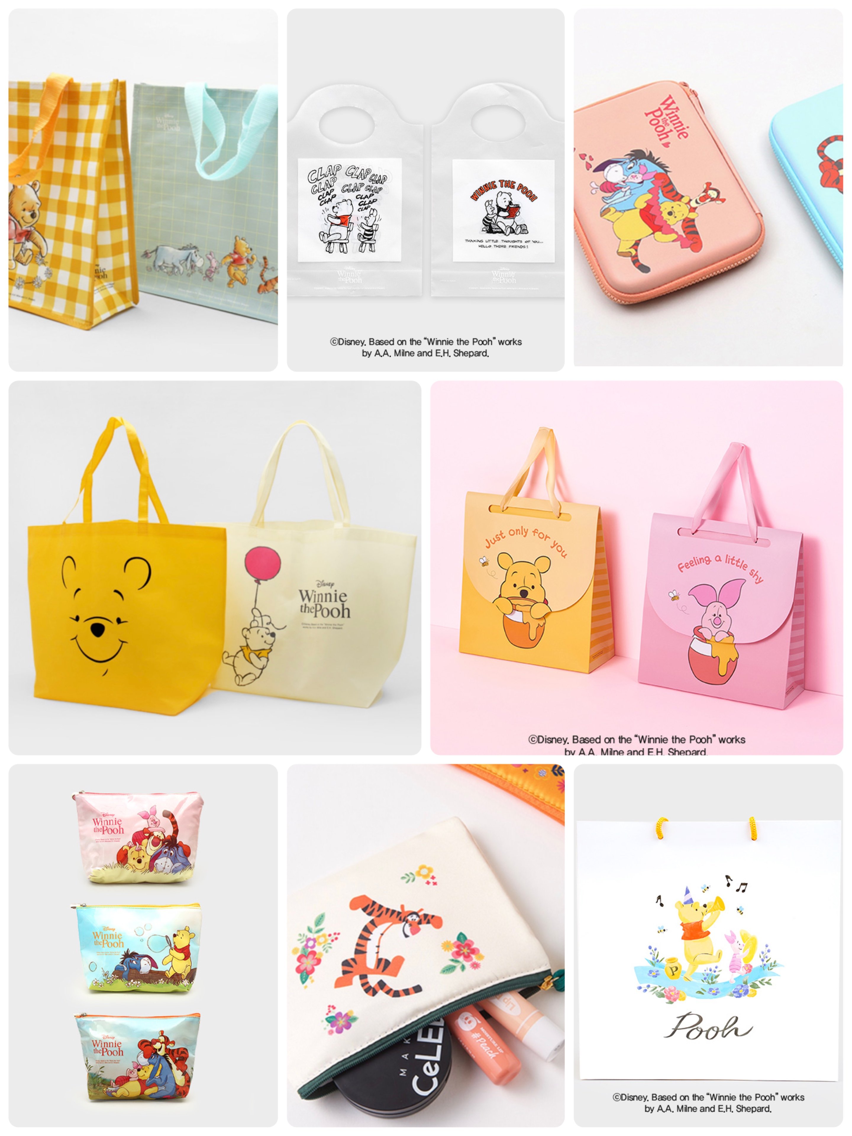 韓國大創 X 迪士尼聯名 小熊維尼家族 化妝包/收納包、禮物袋、環保袋/購物袋