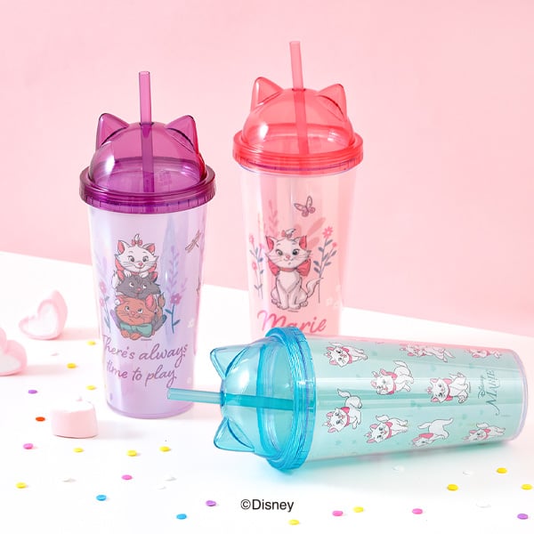 韓國大創 X 迪士尼聯名 瑪麗貓吸管水杯