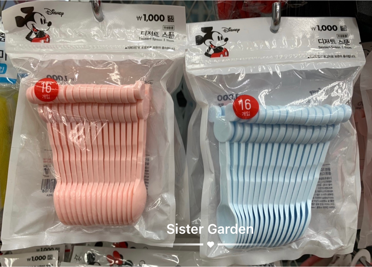 韓國大創 X 迪士尼聯名 米奇/米妮 造型 免洗塑膠小湯匙