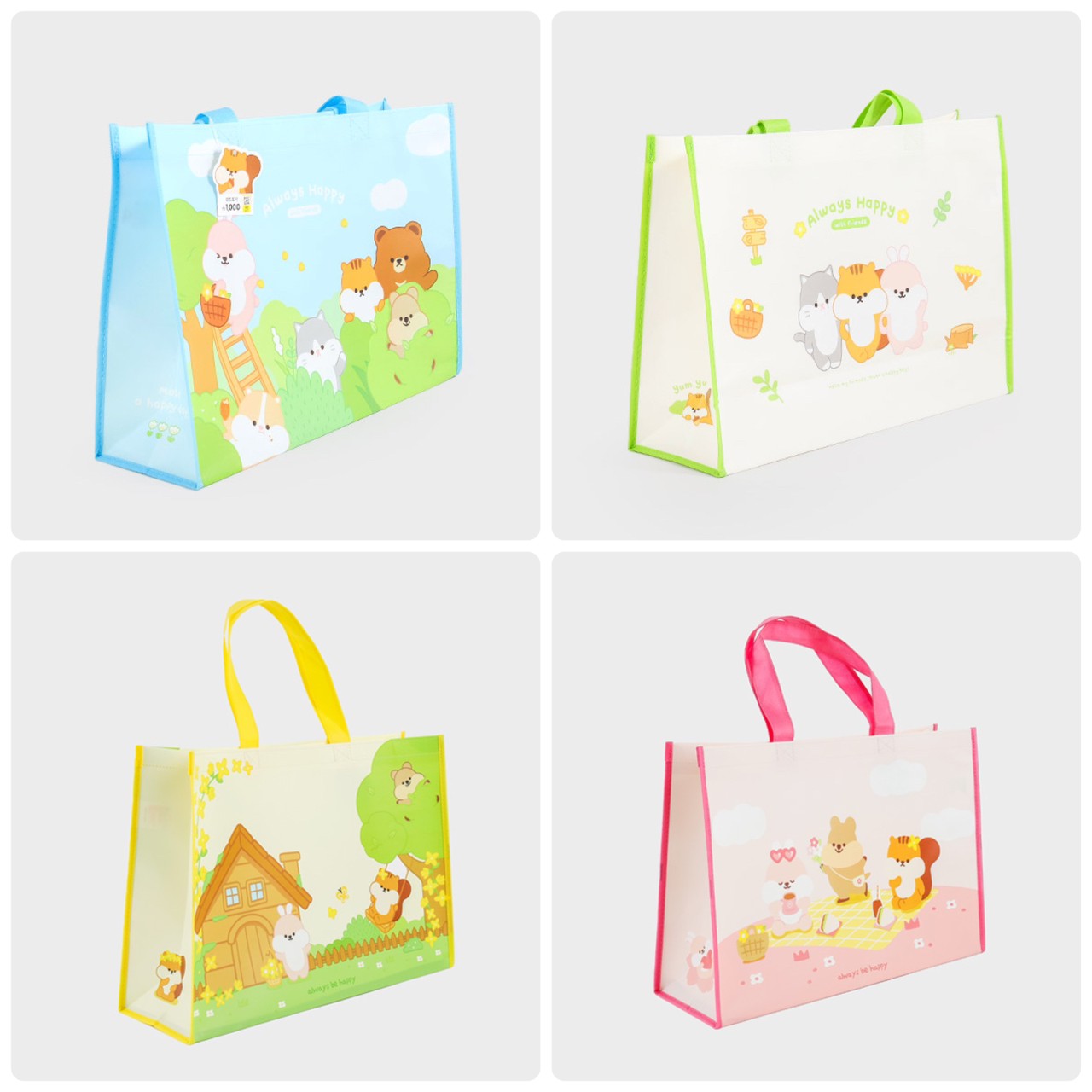 韓國大創 X 可愛小松鼠、小兔子系列 環保袋/購物袋/提袋