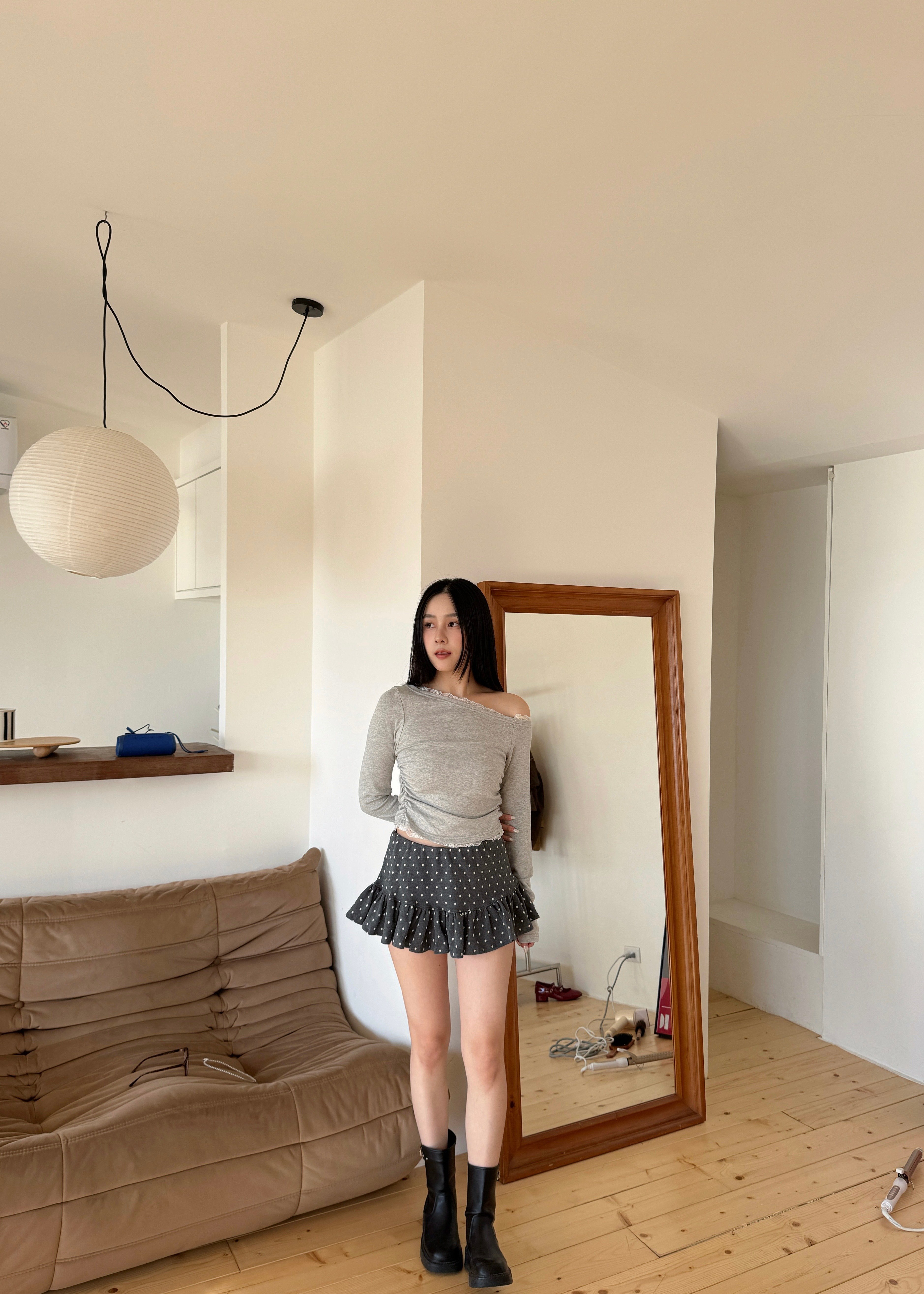 克萊爾俏皮點點花邊褲裙