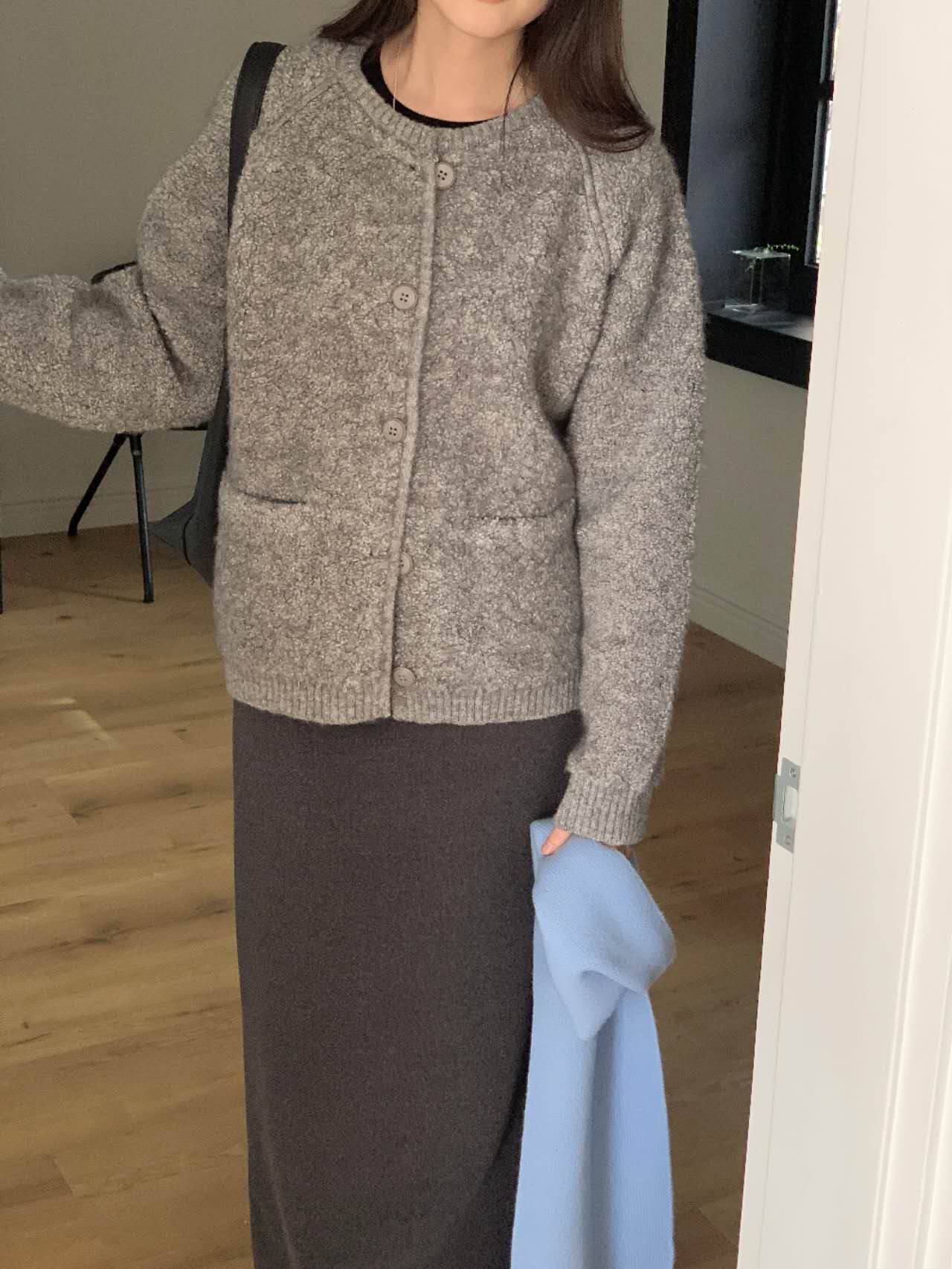 De29 羊毛雙口袋開衫